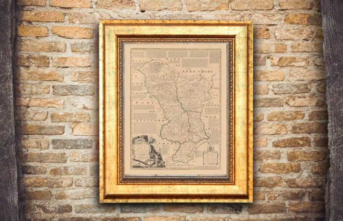 Old vintage rutic wooden picture frame DERBY 1755 - Image 2